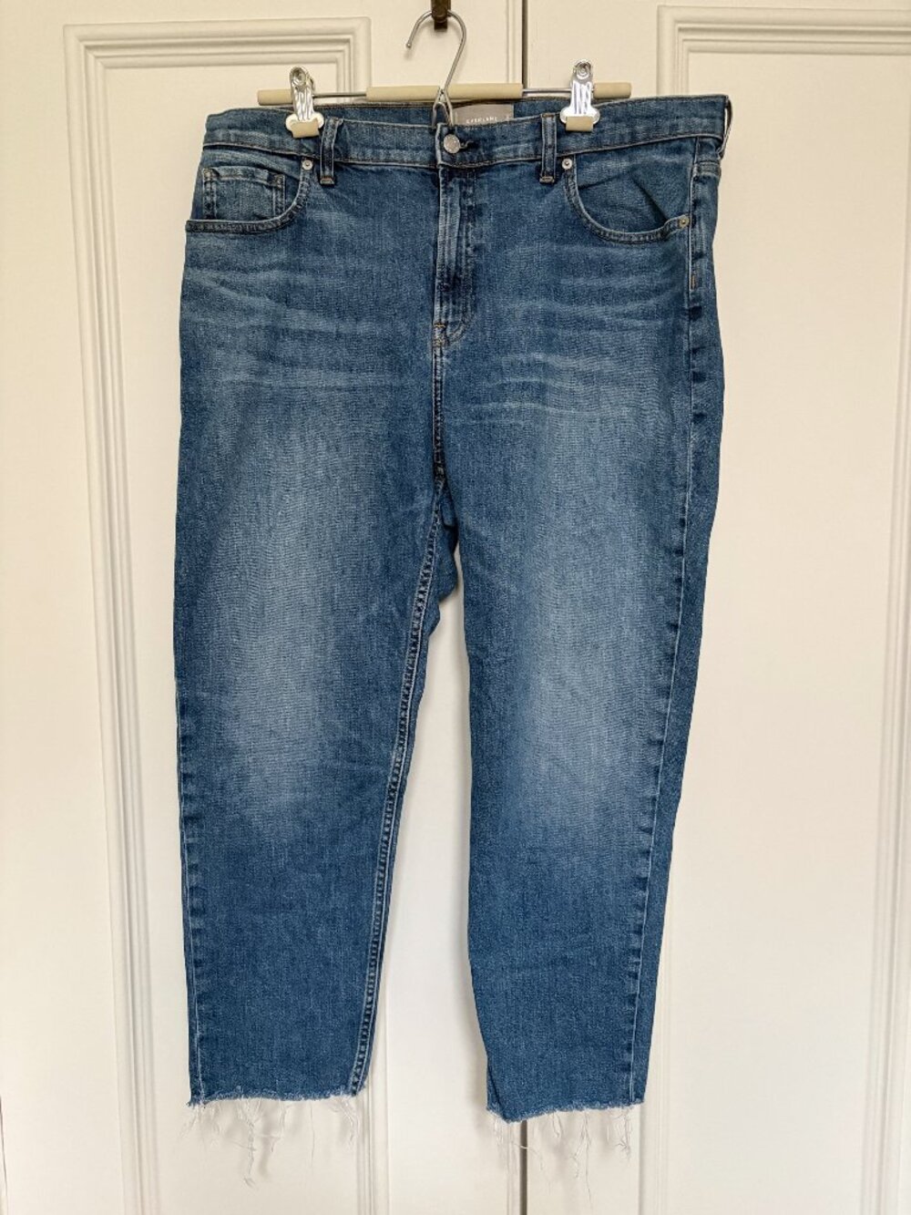 Everlane Original Cheeky Jeans Crop Denim Raw Hem Medium Wash 34